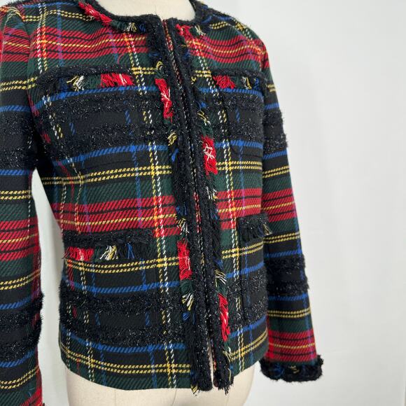 J. Crew Stewart Plaid Tartan Lady Jacket Red Blazer Preppy Work Classic Size  2 - Picture 4 of 15